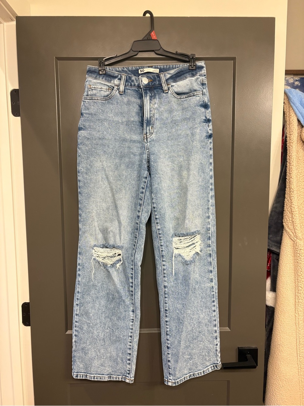 SO Light Blue Straight Leg Distressed Jeans
